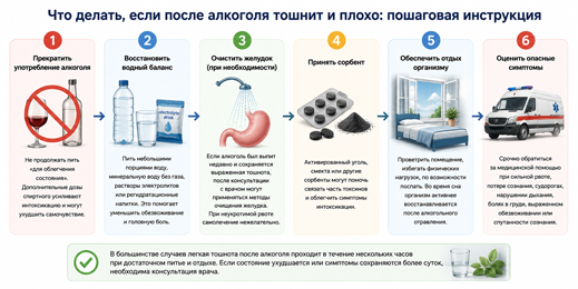 инструкция что делать если тошнит после алкоголя