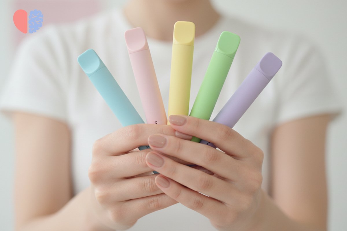 Девушка держит несколько электронных сигарет